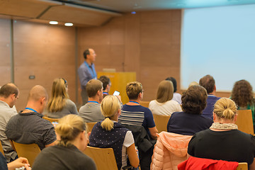 Image showing Audience in lecture hall on scientific conference.