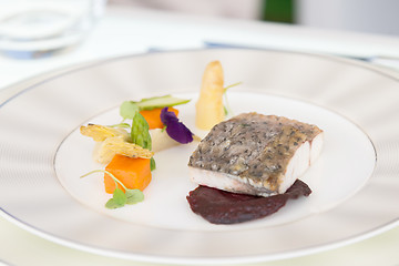 Image showing minimalistic dish fish with vegetables