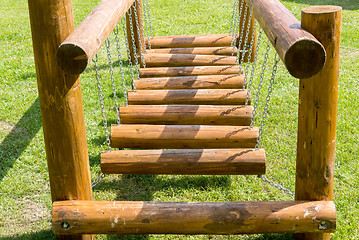 Image showing childrens bridge made of logs and chains