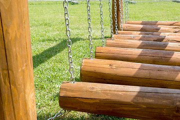 Image showing childrens bridge made of logs and chains