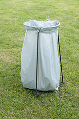 Image showing trashcan - a plastic garbage bag on an iron frame