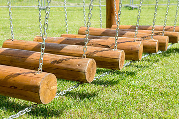 Image showing childrens bridge made of logs and chains