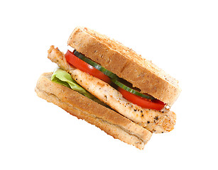 Image showing Sandwich with bacon and vegetables