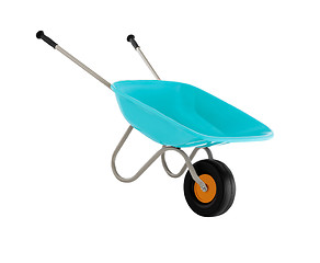 Image showing wheel barrow, empty concrete trolley 