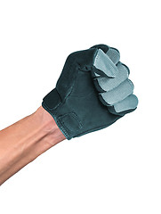 Image showing hand in a leather glove making shooting gesturing