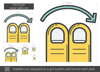 Image showing Two-finger swipe right line icon.
