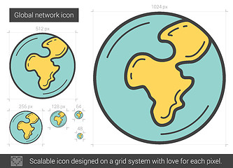 Image showing Global network line icon.