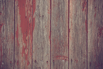 Image showing Wooden planks background with red paint