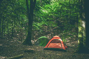 Image showing Camping site with two tents