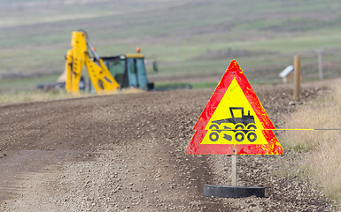 Image showing Roadworks sign - Iceland