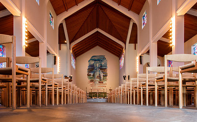 Image showing SKALHOLT, ICELAND - JULY 25: Interior of the modern Skalholt cat