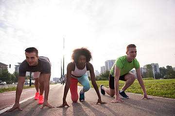 Image showing multiethnic group of people on the jogging