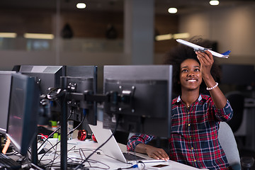 Image showing portrait of a young successful African-American woman in modern 