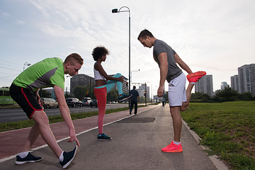 Image showing multiethnic group of people on the jogging