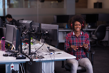 Image showing portrait of a young successful African-American woman in modern 