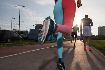 Image showing multiethnic group of people on the jogging