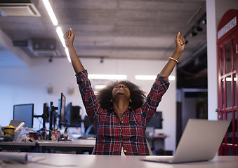 Image showing portrait of a young successful African-American woman in modern 