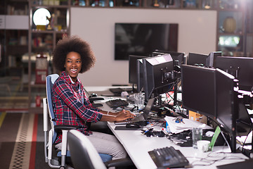 Image showing portrait of a young successful African-American woman in modern 