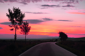 Image showing sunset on the road