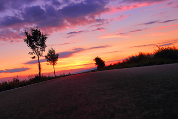 Image showing sunset on the road