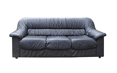 Image showing Black Leather Sofa