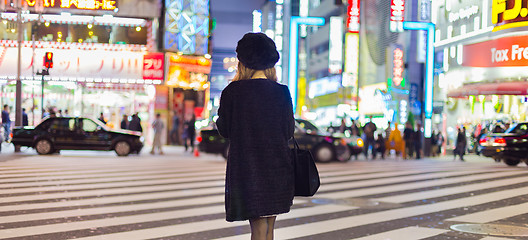 Image showing Solitary woman in Shinjuku, Tokyo, Japan.