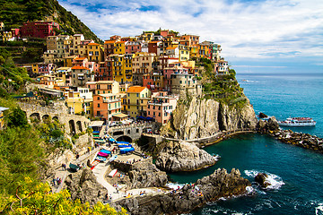 Image showing Traditional Manarola village, Cinque Terre, Italy, Europe.