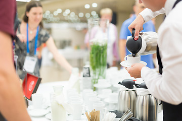 Image showing Coffee break at conference meeting.