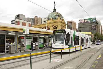 Image showing Trams in Melbourne, Flinders Street Station