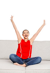 Image showing Happy woman at home