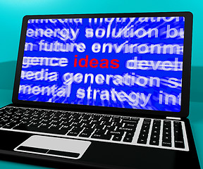 Image showing Ideas Word On Computer Screen Showing Creativity