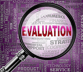 Image showing Evaluation Magnifier Represents Assessment Judgment And Research