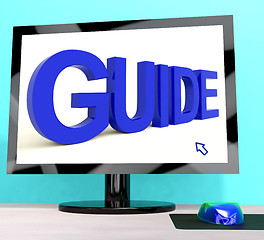 Image showing Guide Word On Computer Shows Guidance Or Training