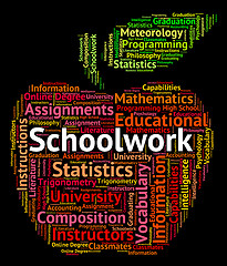 Image showing Schoolwork Word Indicates Undertaking Homework And Text