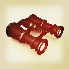 Image showing binoculars. 3D illustration. Vintage style.