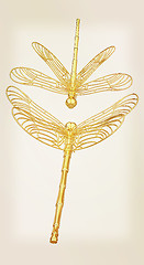 Image showing Dragonfly. 3D illustration. Vintage style.