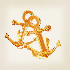 Image showing Gold anchors. 3D illustration. Vintage style.