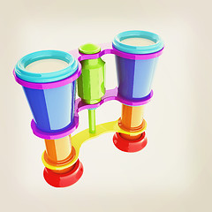 Image showing binoculars. 3D illustration. Vintage style.