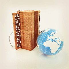 Image showing Musical instrument - retro bayan and Earth. 3D illustration. Vin