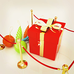 Image showing Beautiful Christmas gifts. 3D illustration. Vintage style.