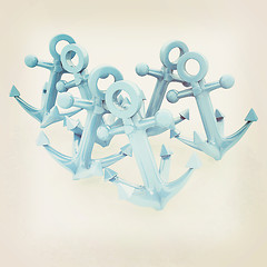 Image showing anchors. 3D illustration. Vintage style.