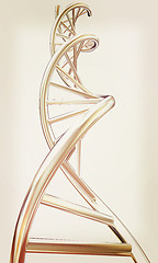 Image showing DNA structure model on white. 3D illustration. Vintage style.