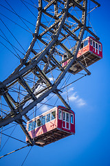 Image showing Detail of the famous ferris wheel at Prater Vienna