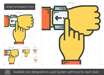 Image showing Smart wristwatch line icon.