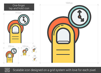 Image showing One-finger tap and hold line icon.