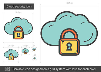 Image showing Cloud security line icon.