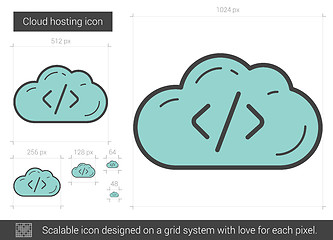 Image showing Cloud hosting line icon.