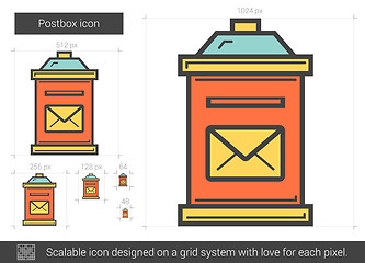 Image showing Postbox line icon.