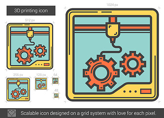 Image showing Three D printing line icon.