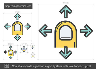 Image showing Finger drag four side line icon.